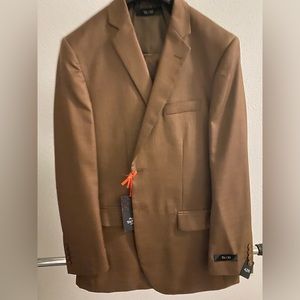 NWT Mens Tazio Brown 3 Piece Suit Size 42R